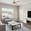 living room with tv couch and coffee table