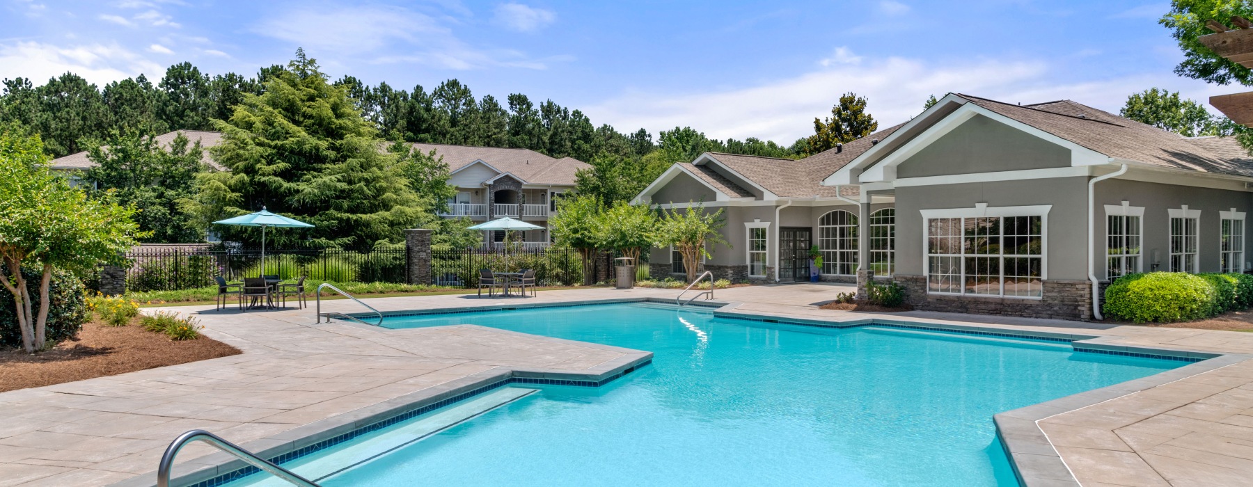 Sparkling pool at Leasing Center