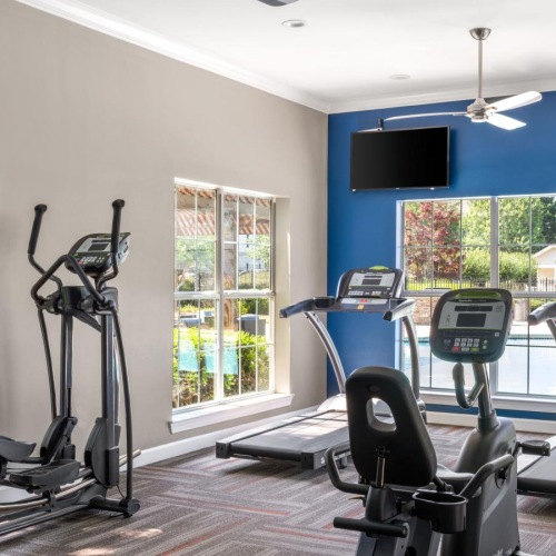 a gym with exercise equipment