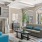a clubhouse with a fireplace tv and seating